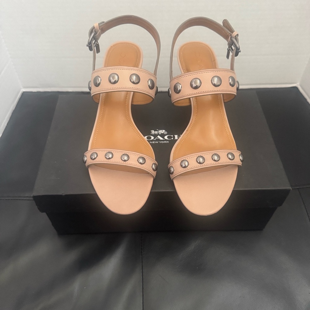 Coach Beige Studded Women's Sandals